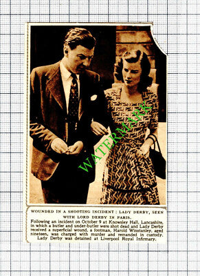 Lord and Lady Derby Knowsley Hall Lancashire - 1952 Small Cutting