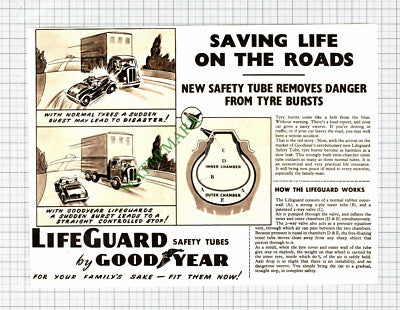 Lifeguard Good Year Tyres ADVERT - 1950 Cutting