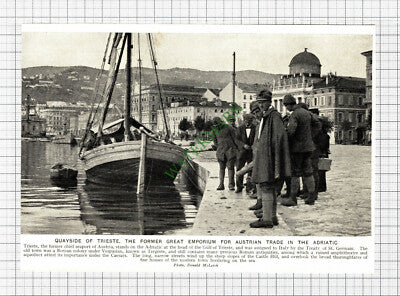 Trieste Austria Quayside  - c.1930s Cutting /  Print