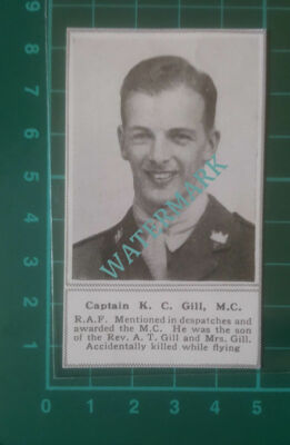 C3323) Captain KC Gill MC RAF Son Of Rev AT Gill - 1918 Clip SMALL!!