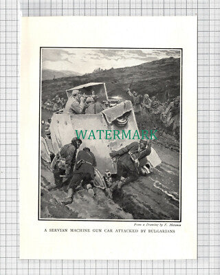 C3770) Servian Machine Gun Car Attacked By Bulgarians WW1 - c.1920s Book Print
