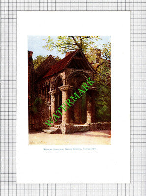 King's School Canterbury Kent - c.1916 Small Antique Print