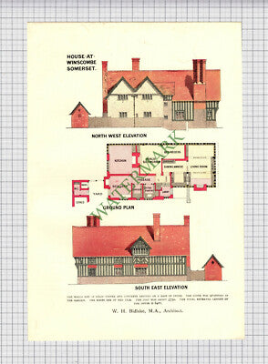8945) Winscombe Somerset WH Bidlake Architect  - c.1906 Print / Cutting