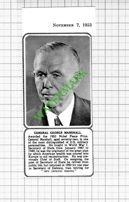 General George Marshall   - 1953 Small Cutting