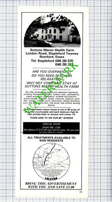 Suttons Manor Health Farm Stapleford Tawney Romford Essex  - 1981 Cutting