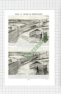 Train Railway Signals - c.1950s Double-Sided Book Print / Cutting