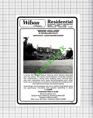 Wood Hollow Rectory Welland Valley House Sale Advert - 1980 Cutting