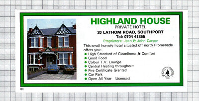 C7652) Sea Park Hotel Southport / Highland House John Carson - 1986 Advert