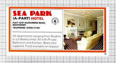 C7652) Sea Park Hotel Southport / Highland House John Carson - 1986 Advert