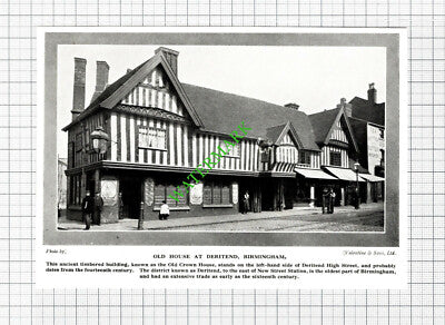 Deritend Birmingham Old Crown House  - 1920's Cutting