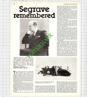 Sir Henry Segrave  - 1981 Article