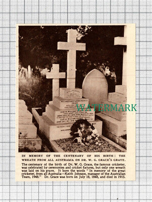C2757) Dr W G Grace Cricket Grave Centenary of Birth Australia - 1948 Clip