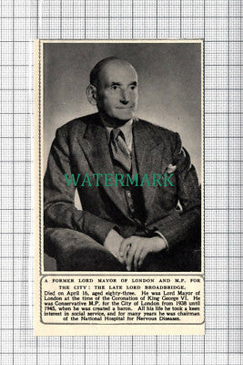 C3564) Lord Broadbridge Lord Mayor Of London Obituary - 1952 Clip