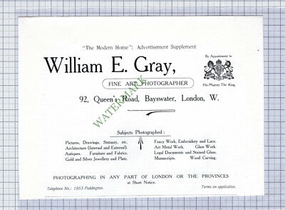 C5932) William E Gray Fine Art Photographer Advert -  c.1906 Cutting