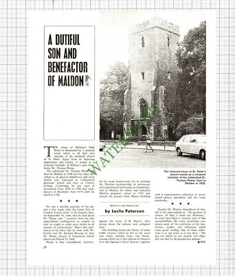 Dr Thomas Plume  St Peter's Church Maldon Essex - 1972 Article / Print