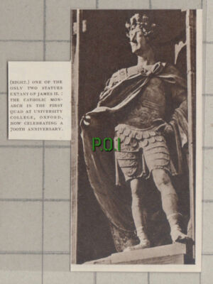 C878) First Quad University College Oxford Statue 700th Anniversary 1949 Cutting