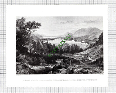 Derwent & Bassenthwaite Lakes Keswick Cumbria - 1960's Book Print