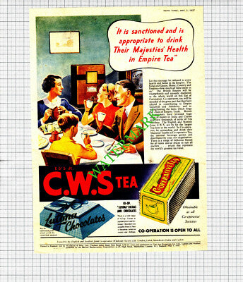 Co-Operative CWS Tea Coronation Advert - 1937 Cutting