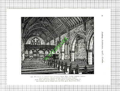 St Gabriel's Church Bishopwearmouth / St Wifrid Kirkby in Ashfields - 1910 Print
