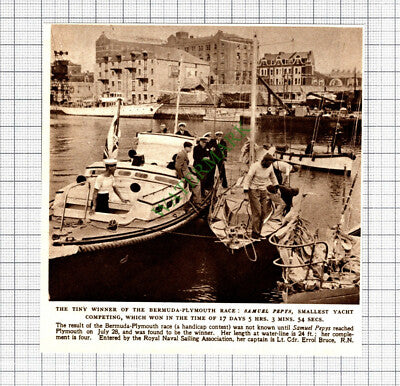 C8085) Samuel Pepys Yacht Race Bermuda Plymouth Errol Bruce - 1952 Small Cutting