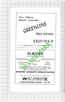 British Railways Advert / Greenline Ilkley West Yorkshire Road Car  1962 Cutting