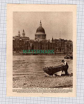 (8715) Bankside London Thames Waterman / Temple Bar - c.1925 Print