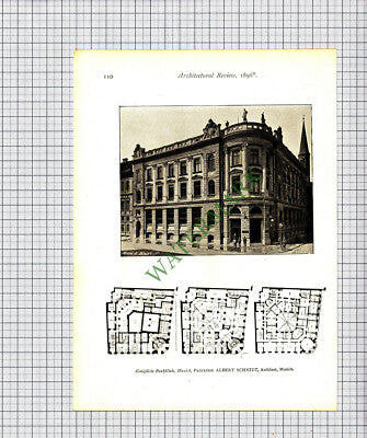 9355) Konigliche Bankfiliale Munich / Marienplatz Gabriel Seidl - 1896 Print