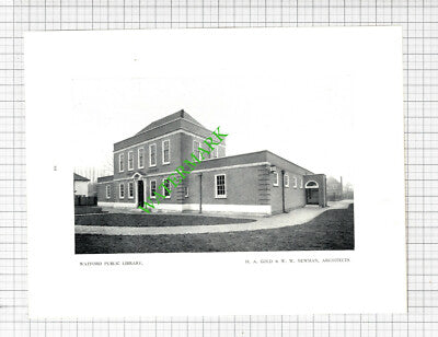 Public Library York Plan Brierley / Watford Public Library - 1929 Book Print