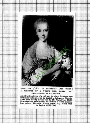 Mr Walraff Painting Purchase Sotheby's - 1947 SMALL Cutting