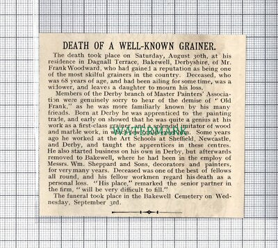 C5323) Mr Frank Woodward Dagnall Terrace Bakewell Old Frank - 1912 Cutting