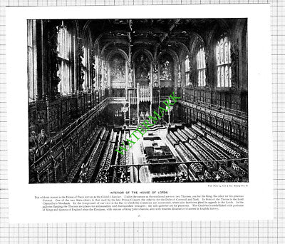 Trafalgar Square London / House Of Lords  - c.1900 Book Print