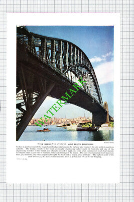 Sydney Bridge Australia - c.1950s Cutting / Print