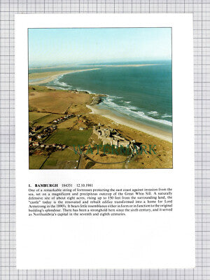 (8655) Bamburgh Alnwick Aerial View - 1980s Cutting / Print