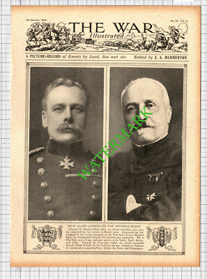 Sir Douglas Haig General de Castelnau World War One WW1  -1916 Cutting  / Print