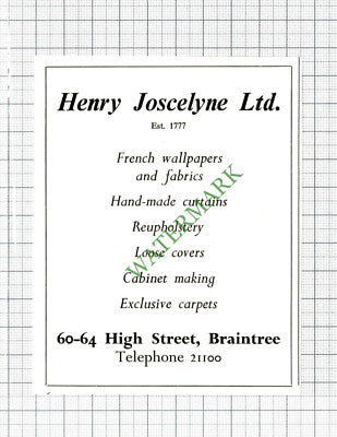 Henry Joscelyne Ltd Braintree Essex Small Advert - 1972 Cutting