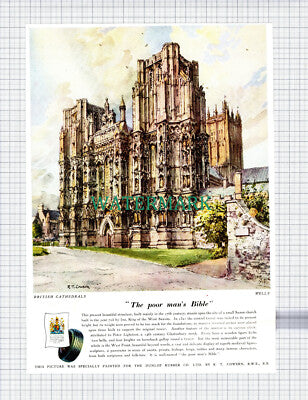 X849) Wells Cathedral Dunlop Tyre Advert RT Cowern - 1952 Cutting