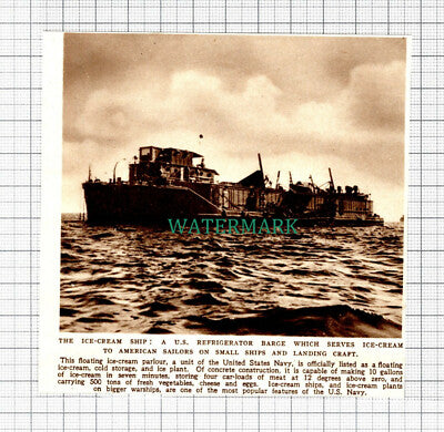 C5556) Ice Cream Ship US Navy Refrigeration Barge American - 1945 Cutting