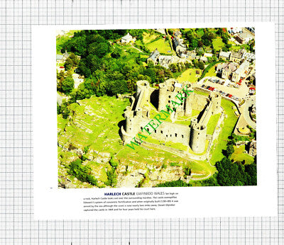 Harlech Castle Wales / Hampton Court Aerial View  c.1990s Cutting / Print