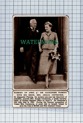 C4423) Sir Alexander Fleming Mrs Amalia Coutsouris Penicillin Wedding 1953 Clip