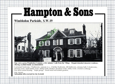 Wimbledon Parkside London SW19 House Sale Advert - 1981 Cutting