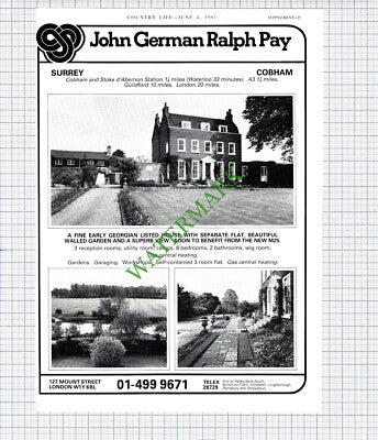 Cobham Stoke d'Abernon Surrey House Sale Advert - 1981 Cutting