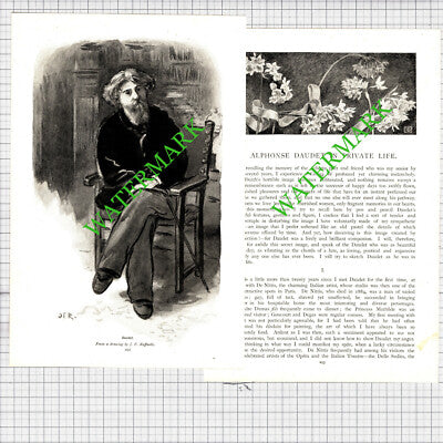 Alphonse Daudet  JF Raffaelli - 1898 Article