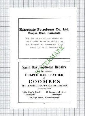 HARROGATE Petroleum Co Ltd / Coombes Footwear Repairers - 1959 Cutting