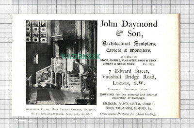 C2626) John Daymond & Son Architectural Sculptors Advert - 1902 Clip