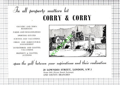 Corry & Corry London SW1 Property Advert - 1950 Cutting