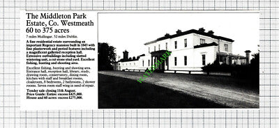 The Middleton Park Estate Co Westmeath Ireland House Sale Advert - 1988 Cutting