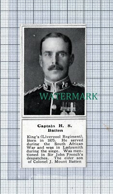 C4771) Captain HS Batten King's Liverpool Mount World War 1 - 1915 SMALL Clip