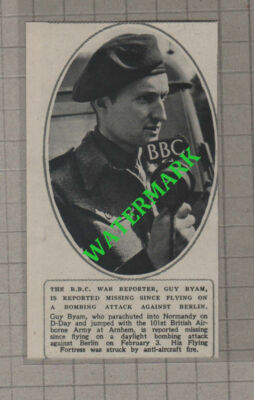 C4444) BBC War Reported Guy Byam Missing - 1945 Clip SMALL