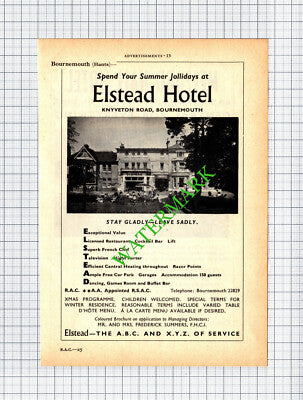 Melford Hall Hotel Bournemouth  Elstead Hotel Fred Summers Advert - 1965 Cutting