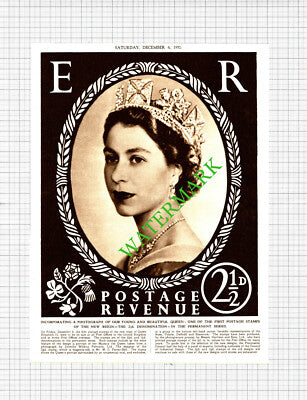 Postage Stamps New Reign Queen Elizabeth Farrar-Bell  -1952 Cutting